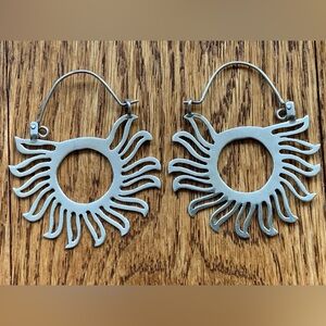 Sterling Silver Sun Hoop Earrings